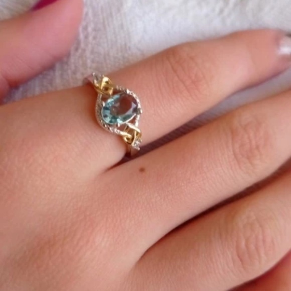 Blue Topaz .925 Silver Dainty Ring - Picture 7 of 7